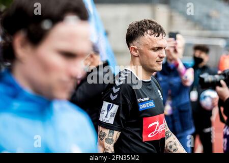 Aarhus, Danimarca. 13 maggio 2021. Pierre Kanstrup (12) di Soenderjyske entra in campo per la finale danese della Sydbank Cup tra il Randers FC e Soenderjyske al Ceres Park di Aarhus. (Photo Credit: Gonzales Photo/Alamy Live News Foto Stock