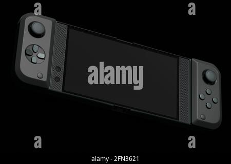 Controller di videogiochi realistici collegati al telefono cellulare su  sfondo blu. Rendering 3D del gamepad per smartphone per il gioco online  Foto stock - Alamy