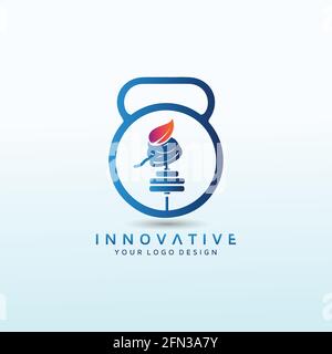 logo vettore pasta con icona fitness Illustrazione Vettoriale