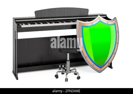 Piano digitale con schermatura, rendering 3D isolato su sfondo bianco Foto Stock