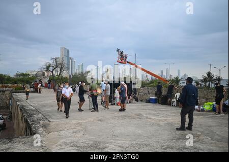 Set di film 'Searching 2' con Storm Reid, Nia Long e Joaquim De Almeida a Cartagena de Indias, Colombia. Direttori: Will Merrick e Nick Jo Foto Stock