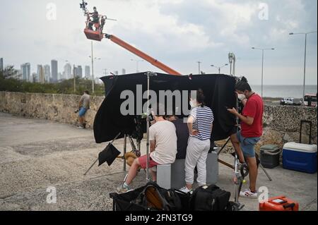 Set di film 'Searching 2' con Storm Reid, Nia Long e Joaquim De Almeida a Cartagena de Indias, Colombia. Direttori: Will Merrick e Nick Jo Foto Stock