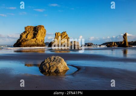 Bandon Beach dopo l'alba, Oregon Foto Stock