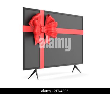 tv con prua su sfondo bianco. Illustrazione 3D isolata Foto Stock