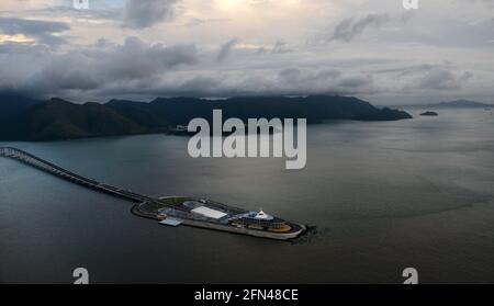 Vista aerea del t egli Hong Kong-Zuhari-ponte Macau. Foto Stock