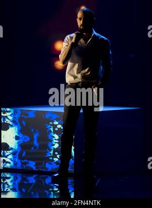 Rotterdam, Paesi Bassi. 14 maggio 2021. Tornike Kipiani, in rappresentanza della Georgia, che ha eseguito la canzone You alla prova del concorso di canzoni Eurovisione 2021. Credit: Nearchos/Alamy Live News Foto Stock