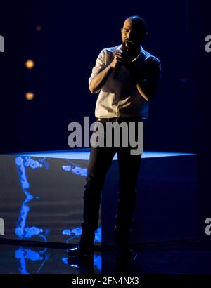 Rotterdam, Paesi Bassi. 14 maggio 2021. Tornike Kipiani, in rappresentanza della Georgia, che ha eseguito la canzone You alla prova del concorso di canzoni Eurovisione 2021. Credit: Nearchos/Alamy Live News Foto Stock