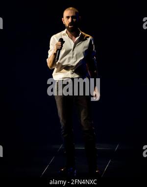 Rotterdam, Paesi Bassi. 14 maggio 2021. Tornike Kipiani, in rappresentanza della Georgia, che ha eseguito la canzone You alla prova del concorso di canzoni Eurovisione 2021. Credit: Nearchos/Alamy Live News Foto Stock