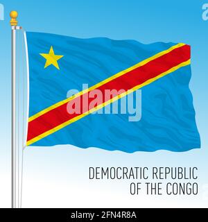 Repubblica democratica del Congo bandiera nazionale ufficiale, paese africano, illustrazione vettoriale Illustrazione Vettoriale