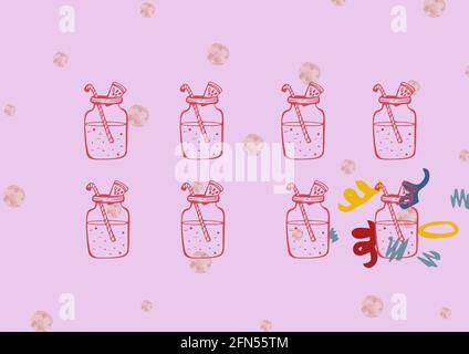 Composizione di cocktail estivi su spot motivo sfondo viola Foto Stock