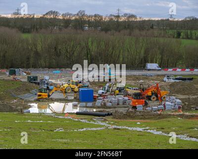 Una nuova rotatoria è stata costruita sulla circonvallazione A22 Uckfield a Sussex, Inghilterra Foto Stock