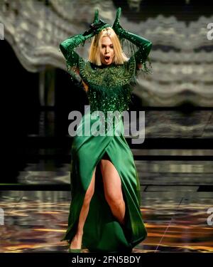 Rotterdam, Paesi Bassi. 14 maggio 2021. Samanta Tina, in rappresentanza della Lettonia che ha eseguito la canzone The Moon is Rising alla prova del concorso di canzoni Eurovisione 2021. Credit: Notizie dal vivo di Nearchos/Alamy Foto Stock