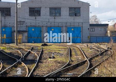 deposito locomotiva. giorno. telaio orizzontale. Foto di alta qualità Foto Stock