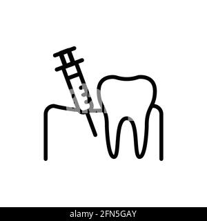 Icona della linea di colore dell'analgesia dei denti. Elemento vettoriale isolato. Pittogramma per pagina web, app mobile, promo Illustrazione Vettoriale