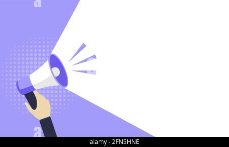 La bolla bianca del megafono per il concetto di vendita dei mezzi sociali. Annuncio vettore per il marketing. Illustrazione Vettoriale
