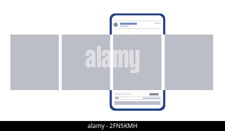 Modello di pagina dell'app social network. Montante carosello. Design minimo. Vettore. Illustrazione Vettoriale