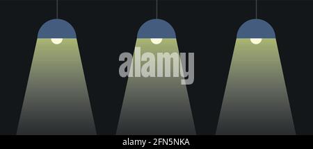 Lampade da soffitto nere appese. Illustrazione vettoriale EPS 10 Illustrazione Vettoriale