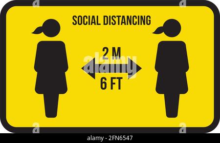 Icona di allontanamento sociale vettore simbolo mantenere la distanza di sicurezza accesso un'illustrazione del pittogramma glifo Illustrazione Vettoriale