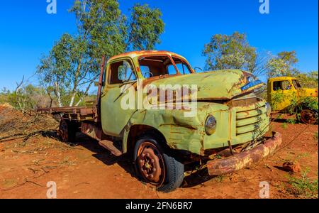 Tennant Creek, Australia - Agosto 2019: Carro armato di Battery Hill Mining Center, Tennant Creek nel territorio del Nord dell'Australia. Vecchio Foto Stock