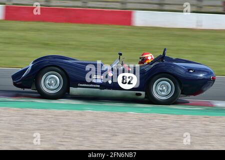 Chris Ward, Rob Smith, Lister Knobbly, RAC Woodcote Trophy, Stirling Moss Trophy, Per le vetture sportive precedenti al 61, il Donington Historic Festival, Donington Par Foto Stock