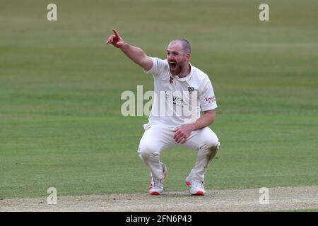 CHESTER LE STREET, REGNO UNITO. IL 14 MAGGIO, il ben Raine di Durham durante la partita del campionato della contea di LV tra il Durham County Cricket Club e il Worcestershire a Emirates Riverside, Chester le Street, venerdì 14 maggio 2021. (Credit: Mark Fletcher | MI News) Foto Stock