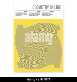 Poster dal design minimalista. Forma ondulata astratta dalle linee curve. Schema a strisce. Illustrazione vettoriale 3d. Illustrazione Vettoriale