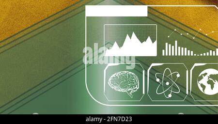 Composizione delle icone mediche digitali e elaborazione dei dati sullo schermo Foto Stock