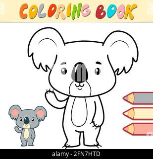 Libro da colorare o pagina per bambini. koala illustrazione vettoriale in bianco e nero Illustrazione Vettoriale