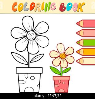 Libro Da Colorare, Vaso E Fiori Illustrazione Vettoriale - Illustrazione di  gioia, nero: 116389373