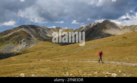 Passo del Colle de la Marrana. Vista verso la valle di Freser (Ripollès, Catalogna, Spagna, Pirenei) Foto Stock