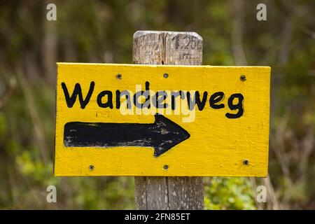 Posto di guida, sentiero escursionistico, Gelting Birk Riserva Naturale, Gelting Bay, Schleswig-Holstein, Germania Foto Stock