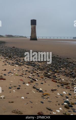 Torre abbandonata a Spurn Point, East Yorkshire, Regno Unito Foto Stock