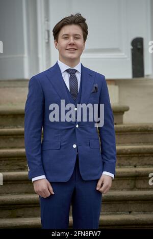 Il Principe Cristiano dopo conferma durante la conferma del Principe Cristiano alla chiesa del Palazzo di Fredensborg in Danimarca il 15 maggio 2021. Foto di Stefan Lindblom/Stella Pictures/ABACAPRESS.COM Foto Stock