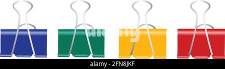 vettore di note adesive con graffetta, isolato su sfondo bianco. Illustrazione Vettoriale