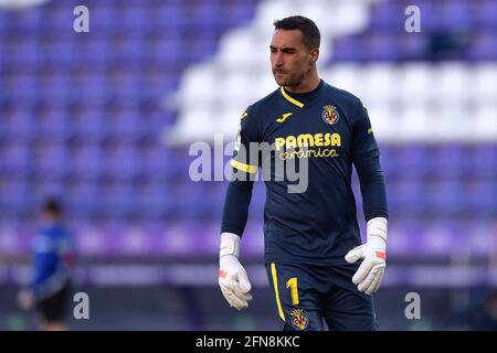 VALLADOLID, SPAGNA - MAGGIO 13: Portiere Sergio Asenjo di Villareal durante la partita spagnola Primera Division tra Real Valladolid e Villarreal AT Foto Stock