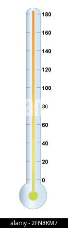 Termometro di temperatura, isolato su sfondo bianco. Illustrazione Vettoriale