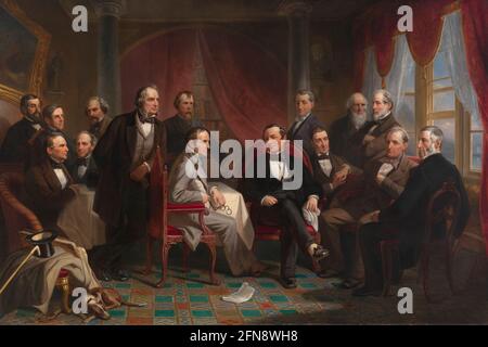 Washington Irving e suoi amici letterati a Sunnyside, 1864. Foto Stock