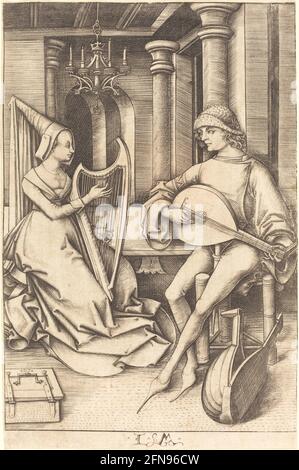 Il giocatore di Lute e l'arpista, c.. 1495/1503. Foto Stock