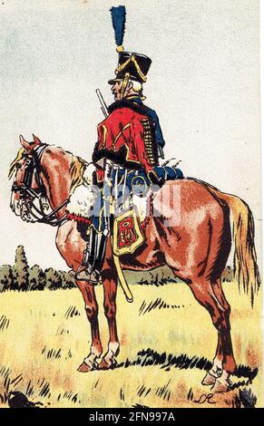 cavalier du 4e régiment de hussars it 1805 Foto Stock