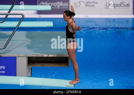 Budapest, Ungheria. 15 maggio 2021. BUDAPEST, UNGHERIA - MAGGIO 15: Clare Cryan d'Irlanda in gara nella finale della Springboard 3M delle donne durante il LEN European Aquatics Championships Diving alla Duna Arena il 15 maggio 2021 a Budapest, Ungheria (Foto di Andre Weening/Orange Pictures) Credit: Orange Pics BV/Alamy Live News Foto Stock