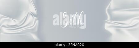 Morbido sfondo bianco tessuto di seta bianco. Effetto onda luminosa vettore di sfondo bianco seta. EPS 10 in seta realistica. Illustrazione Vettoriale