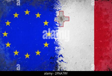 malta, bandiere dell'unione europea Foto Stock