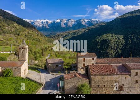 Arsèguel villaggio, nel Parco Naturale Cadí-Moixeró, Catalogna, Spagna Foto Stock