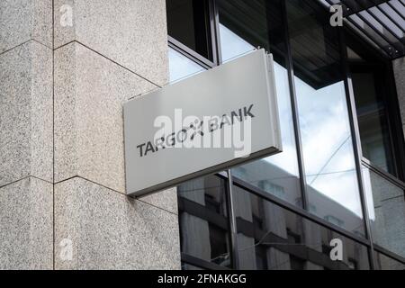 Cartello del negozio Targo Bank nel centro di Monaco Foto Stock