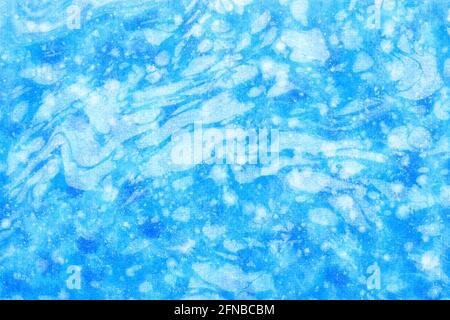 Sfondo di carta marmorizzata blu giapponese, mescolamento inchiostro naturale, acquerello, suminagashi, arte astratta Foto Stock