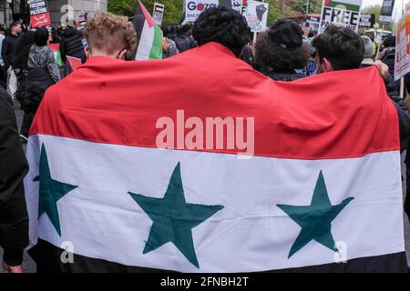 Sabato 15 maggio kensington High Street, la comunità palestinese protesta l'ambasciata di Israele anche il 73 ° anniversario di Nakba , Foto Stock