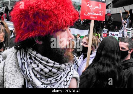 Sabato 15 maggio kensington High Street, la comunità palestinese protesta l'ambasciata di Israele anche il 73 ° anniversario di Nakba , Foto Stock