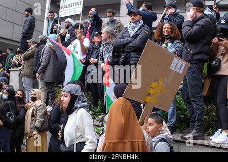 Sabato 15 maggio kensington High Street, la comunità palestinese protesta l'ambasciata di Israele anche il 73 ° anniversario di Nakba , Foto Stock