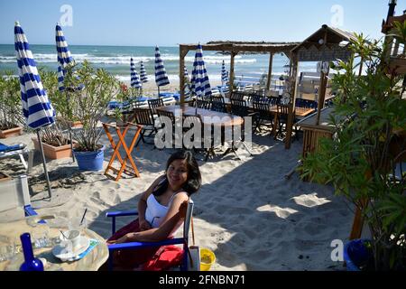 Spiaggia di Palavas les Flots, vicino a Carnon Plage e Montpellier, Occitanie, Sud della Francia Foto Stock