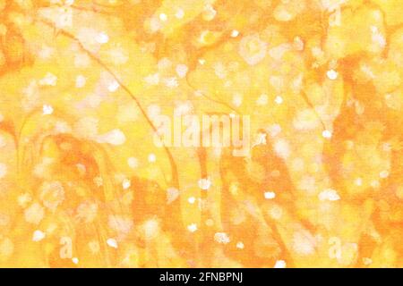 Sfondo di carta marmorizzata arancione giapponese, mescolamento inchiostro naturale, acquerello, suminagashi, arte astratta Foto Stock